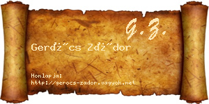 Gerócs Zádor névjegykártya